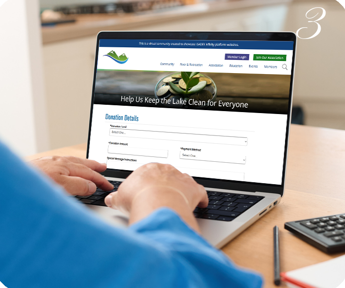 Laptop screen showing a website Donation page.