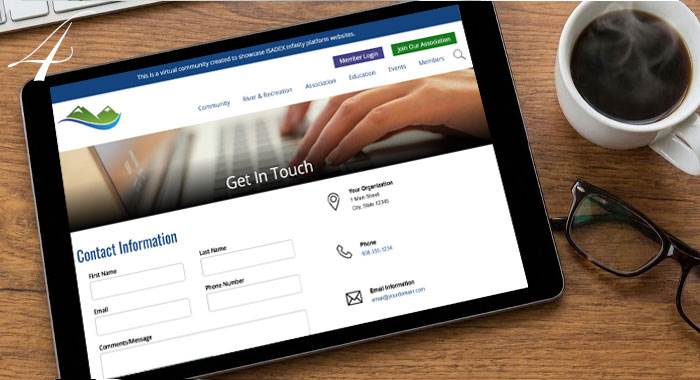 Infinity's Lead Generation Contact Us form on tablet.