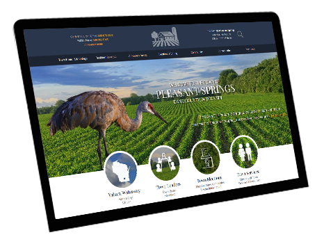 Pleasant Springs website on tablet.